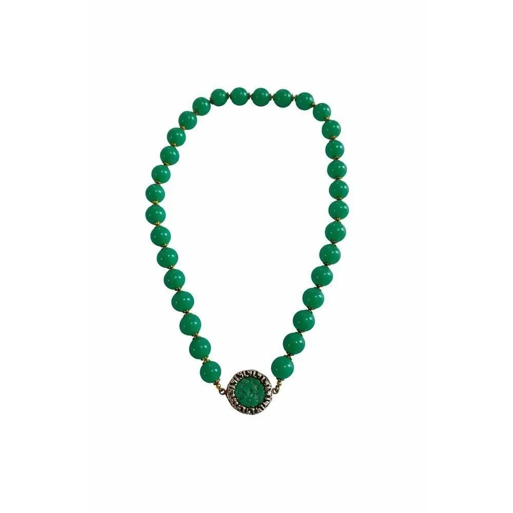 Vintage Jade Green Beaded Necklace